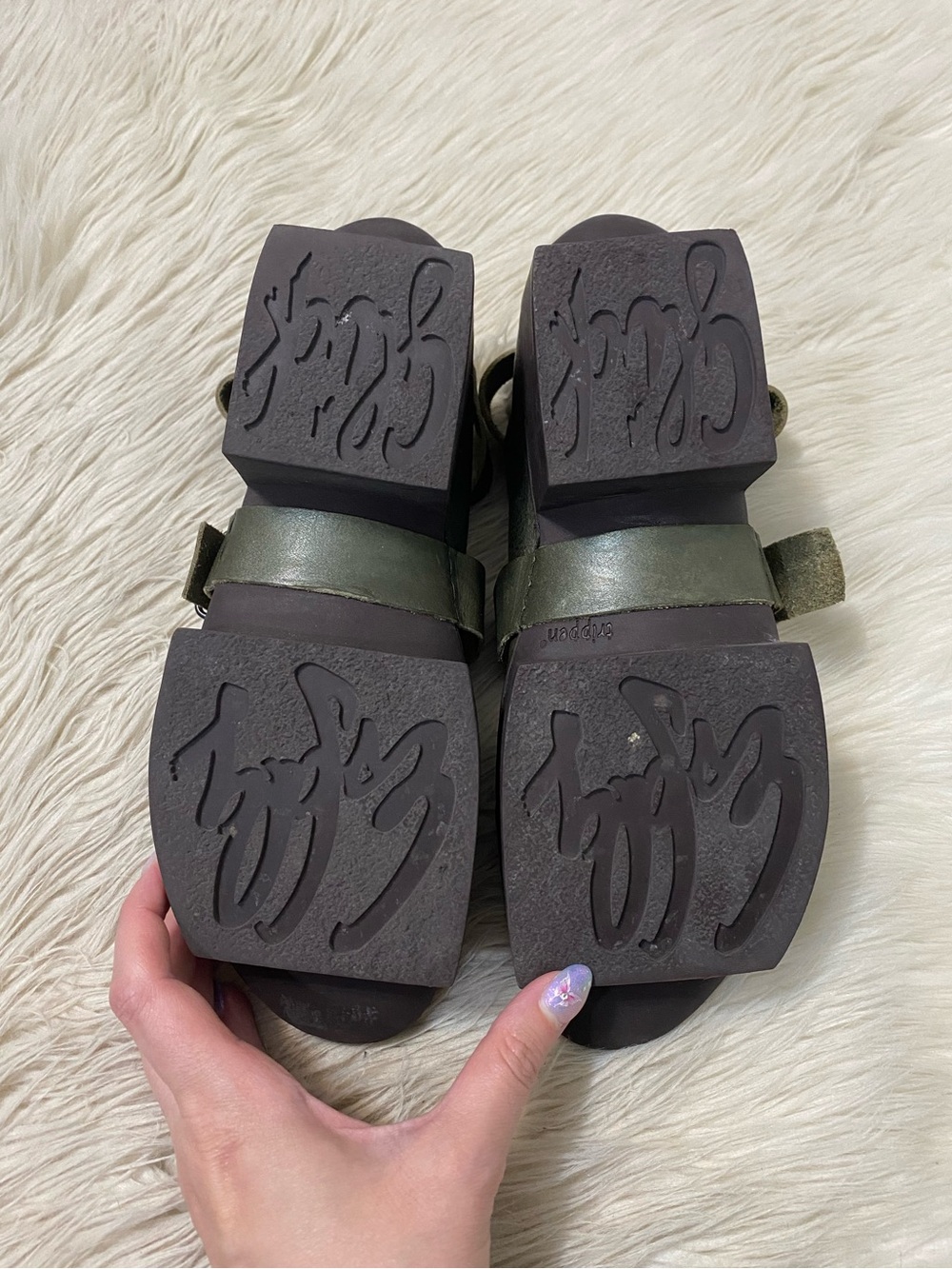 Trippen Moholy Olive Green Leather Box Sole Platform Buckle Strap Shoes 38 US 7 - Picture 8 of 10